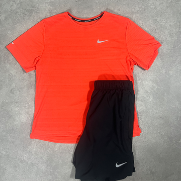 Nike - Miler T Shirt Red / Black Challenger Shorts